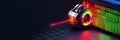 Futuristic Holographic Lock Streaming Binary Data Futuristic technology holographic security digital encryption data stream