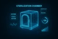Futuristic holographic sterilization chamber with active system status and data readouts technology science Royalty Free Stock Photo