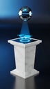 Futuristic Holographic Technology Display with Floating Sphere and Pedestal Royalty Free Stock Photo