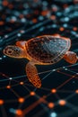 Futuristic Holographic Turtle Navigating Digital Landscape, Embodiment of Modern Tech Royalty Free Stock Photo