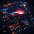 Futuristic Holographic Weather Dashboard with Sleek Cyber Interface and Cinematic Neon Visualizations Royalty Free Stock Photo