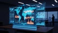 Futuristic Holographic World Map Data Display image Royalty Free Stock Photo