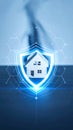 Futuristic Home Security Shield Concept Royalty Free Stock Photo
