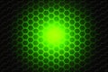 Futuristic honeycomb geometric grid with central glowing illumination for technology concepts. Royalty Free Stock Photo