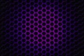 Futuristic honeycomb geometric grid with central glowing illumination for technology concepts. Royalty Free Stock Photo