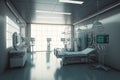 Futuristic hospital, emergency room with medical equipment, Generative Ai