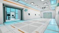 Futuristic hospital hallway in metaverse concept. 3d render Royalty Free Stock Photo