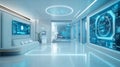 Futuristic Hospital Interior with Digital Interface Screens Royalty Free Stock Photo