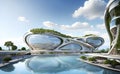 Futuristic hotel architecture of tomorrow concept