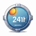 Futuristic 24Hour Service Icon Royalty Free Stock Photo