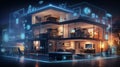futuristic house, cutaway house, smart home background