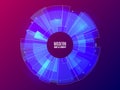 Futuristic hud element. Circle technology concept. Modern blue and violet background. Future techno design. Vector