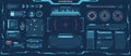 Futuristic hud elements. Cyberpunk space digital panels, frames, callout titles, progress bars. Sci-fi game interface