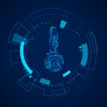 Futuristic HUD elements. Sci fi futuristic touch screen panel. Hologram of circuit key fingerprint. Vector