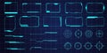 Futuristic HUD frames, borders text box game menu ui panel. Line tech line bar. Screen elements Sci Fi for Gaming UX UI Royalty Free Stock Photo