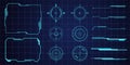 Futuristic HUD frames, borders text box target game menu ui panel. Line tech line bar. Screen elements Sci Fi for Gaming Royalty Free Stock Photo