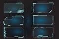 Futuristic HUD frames for call out and control panel. Screen elements set of Sci Fi User Interface for Gaming UX UI. Vector
