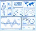 Cyberpunk Sci-fi HUD GUI Vector Set - Futuristic UI Elements, 3D Shapes, Human Body, Charts & Graphs for Gaming Projects Royalty Free Stock Photo