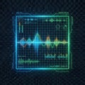 Futuristic HUD interface vector with digital grid and music sound waves, audio equalizer pulse visualization for technology Royalty Free Stock Photo