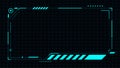 futuristic hud interface frame with cyan neon light elements on dark grid background for gaming and sci fi tech display Royalty Free Stock Photo