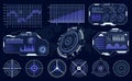 Futuristic hud interface. Technological hud hologram, loading diagnostic display, digital infographic ui elements vector