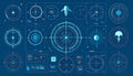 Futuristic HUD interface with various circular and square digita Royalty Free Stock Photo