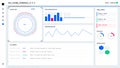 Futuristic HUD system interface with data visualization charts and system logs for technology and science fiction Royalty Free Stock Photo