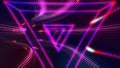 Futuristic HUD triangle tunnel VJ illustration. 4K Neon motion graphics for LED