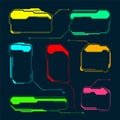 Futuristic HUD or UI elements. Sci-fi user interface text boxes, callouts. Colorful warning message frame, information Royalty Free Stock Photo