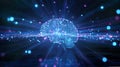 Futuristic human brain with glowing circuits in abstract cyber space representing ai and technology Royalty Free Stock Photo