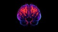 A futuristic human brain glowing with data lines, symbolizing advanced technology and artificial intelligence Royalty Free Stock Photo