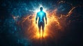 Futuristic Human Energy Body with Glowing Neural Pathways