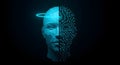 Futuristic Human Head with Circuit Board Brain: Visualizing Artificial Intelligence and Technology Integration Royalty Free Stock Photo
