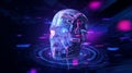 Futuristic human head of glowing circuits in abstract digital realm symbolizing ai and technology Royalty Free Stock Photo