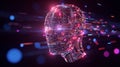 Futuristic human head made of glowing circuits in digital space representing ai and technology Royalty Free Stock Photo