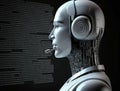 Futuristic human robot with artificial intelligence. Idea of chatbot