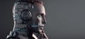Futuristic human robot with artificial intelligence. Idea of chatbot
