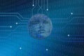 Futuristic humanoid artificial intelligence concept binary codes