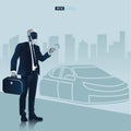 Futuristic humanoid business people with Artificial Intelligence technology concept. Robot going to work vector illustration