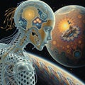 Futuristic Humanoid Cosmic Fusion Royalty Free Stock Photo