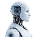 Futuristic humanoid robot head and shoulder portrait close up artificial intelligence concept Royalty Free Stock Photo