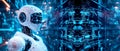 A futuristic humanoid robot with a sleek, expressive face, symbolizing advanced AI technology. perfect for tech Royalty Free Stock Photo