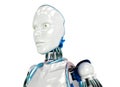 Futuristic humanoid robot on white background