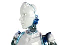 Futuristic humanoid robot on white background