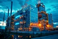 Futuristic hydrogen production facility powered by renewable energy sources, illustrating the role of green hydrogen in Royalty Free Stock Photo