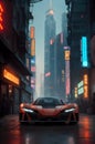 futuristic hyper car and futuristic city ai generated