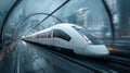 Futuristic Hyperloop Train in Transparent Tunnel Concept Art Royalty Free Stock Photo