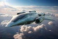 futuristic hypersonic aircraft soaring in the sky