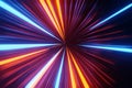 Futuristic hyperspace speed Tunnel light trail Streaks background 3D rendering