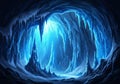 Futuristic ice cave interior with sharp icicles hanging from the Royalty Free Stock Photo